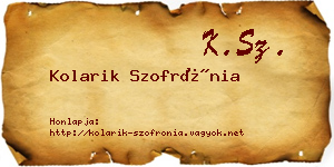Kolarik Szofrónia névjegykártya